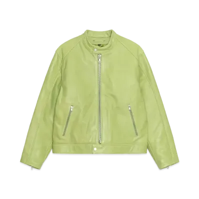 Stussy Cafe Racer Jacket Leather "Lime" (FA24)
