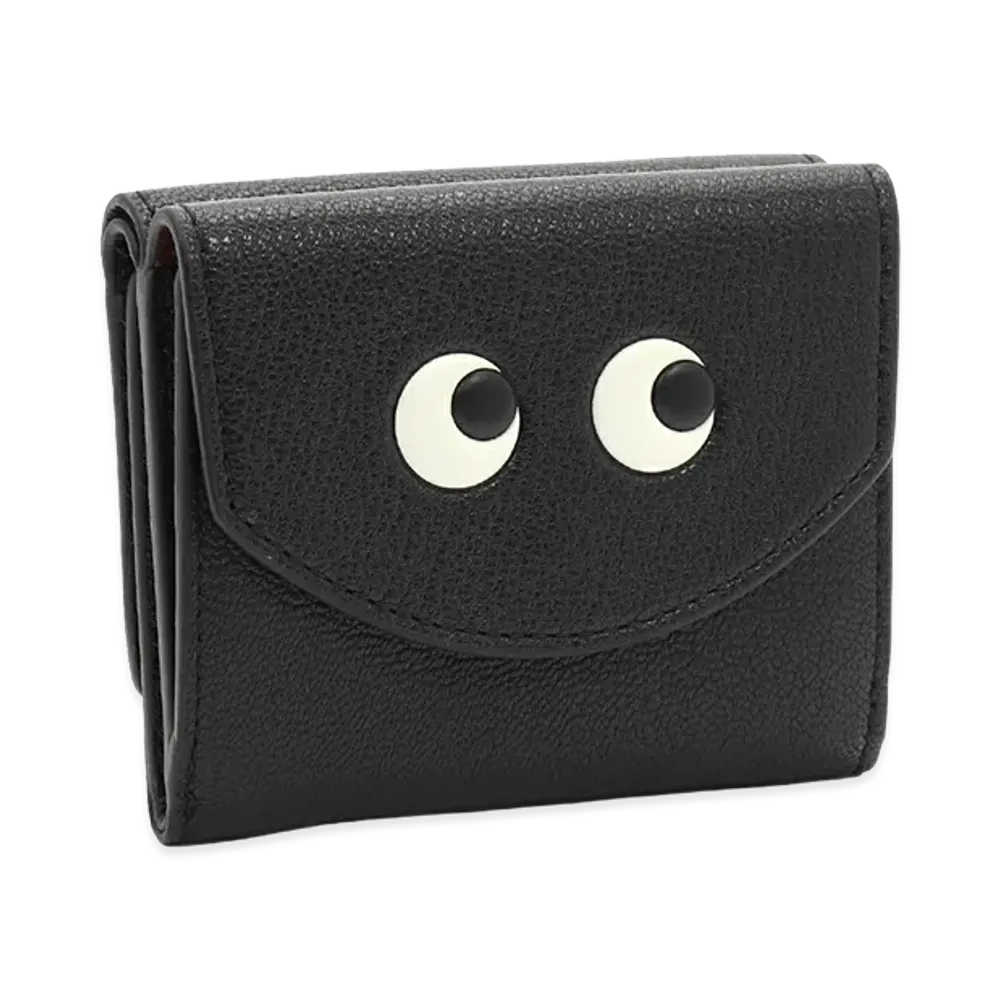 ANYA HINDMARCH Women's Eyes Mini Trifold Wallet "Capra in Black"
