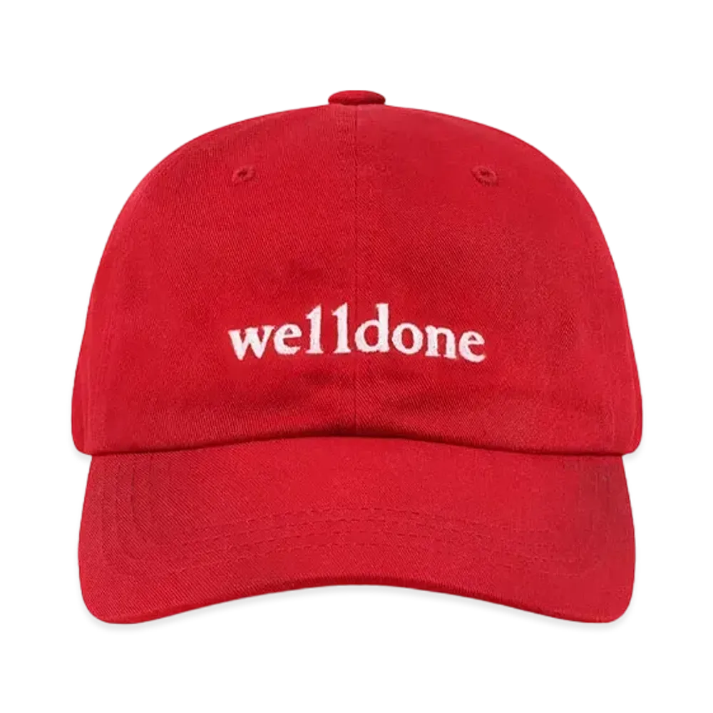 WE11DONE Washed Logo Cap "Red"
