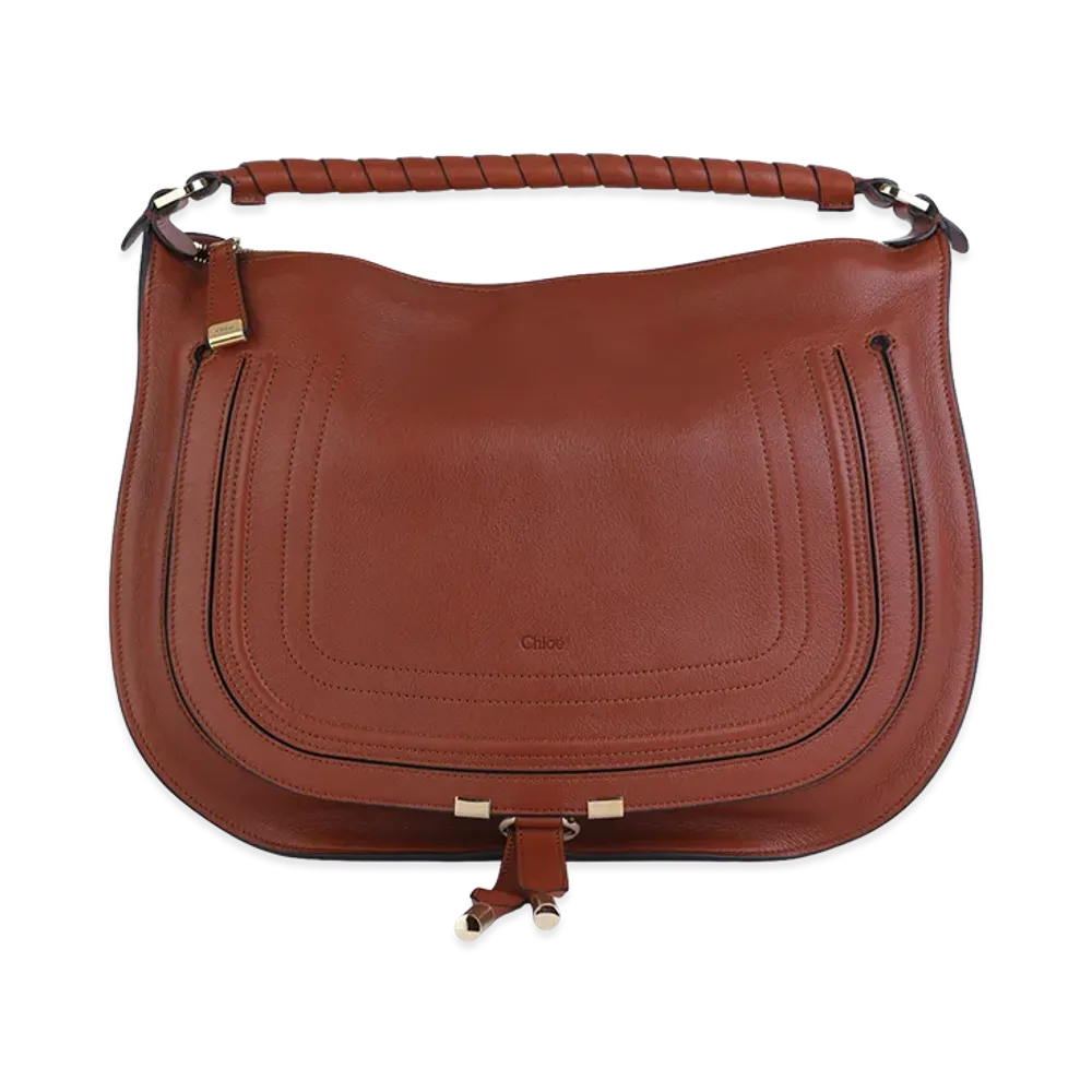 Chloe Women's Caramel Leather Marcie Shoulder Bag "Brown"