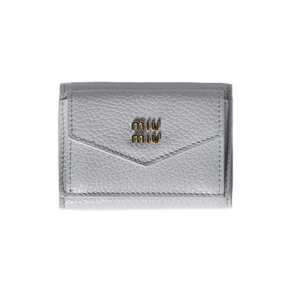 MIU MIU Vitello Daino Leather Wallet "Pearl Gray"