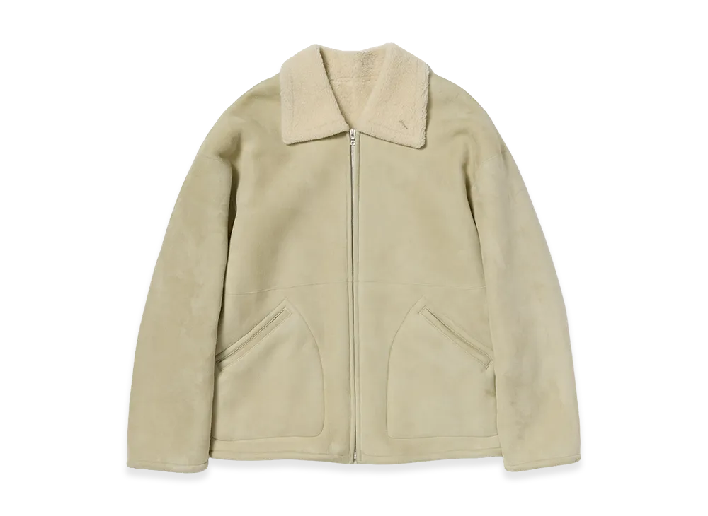 AURALEE Merino Mouton Zip Blouson "Ivory Lime"