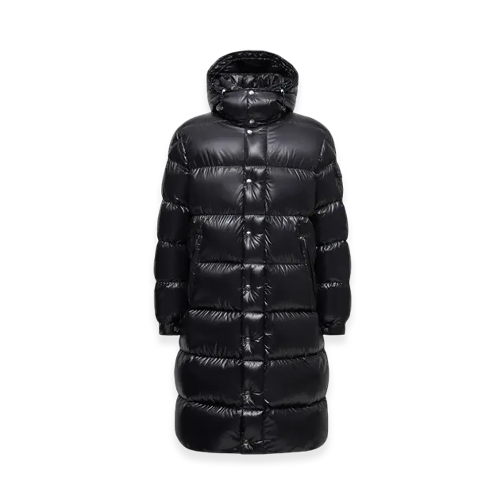 MONCLER Hanoverian Hooded Square-Quilted Long Down Jacket "Black"