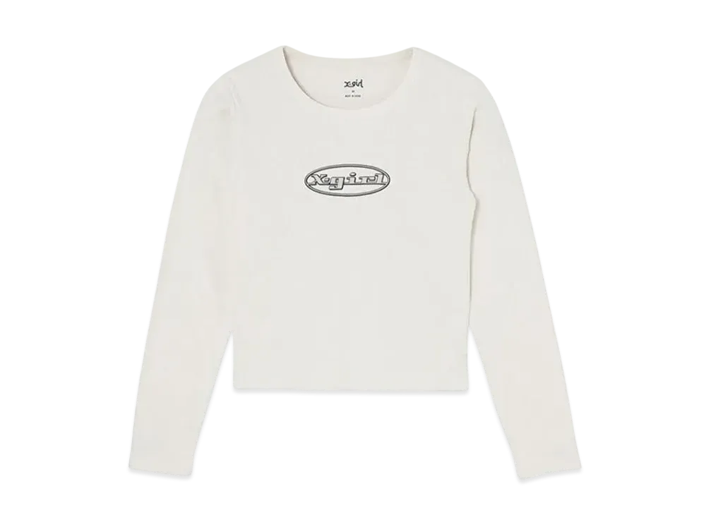 X-Girl Emblem Oval Logo L/S Baby Tee "White"
