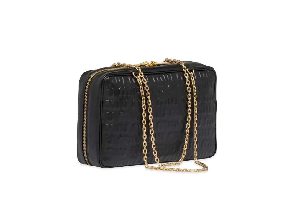 MIU MIU Leather Top-Handle Bag With Embossed Logo "Black"