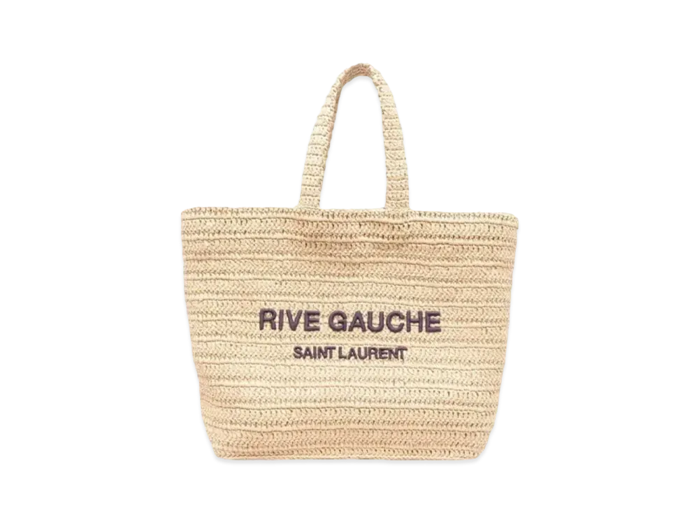 Saint Laurent Rive Gauche Supple Tote Bag In Raffia Crochet "Naturel"