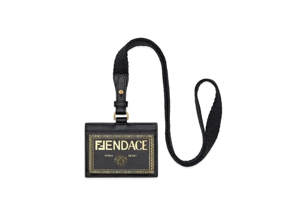 FENDI x Versace Fendace Black Leather Logo Card Holder "Black"