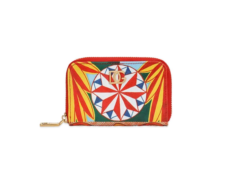 ドルチェ&ガッバーナ ジップアラウンド コインケース ドフィーヌ カーフスキン カレット プリント "マルチカラー" BI0460AW425HH90D
