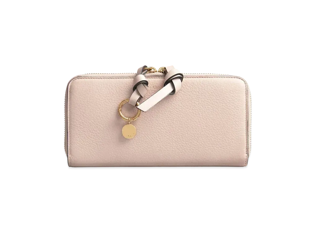 Chloe Alphabet Long Zip Wallet In Grained & Smooth Calfskin "Blush Nude"