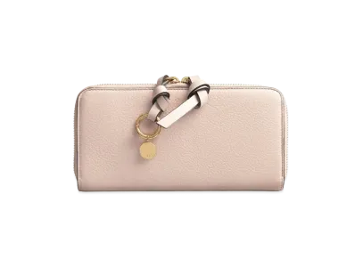 Chloe Alphabet Long Zip Wallet In Grained & Smooth Calfskin "Blush Nude"