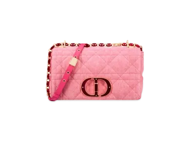 Dior Caro Medium Bag Macro Cannage Denim "Bright Pink"