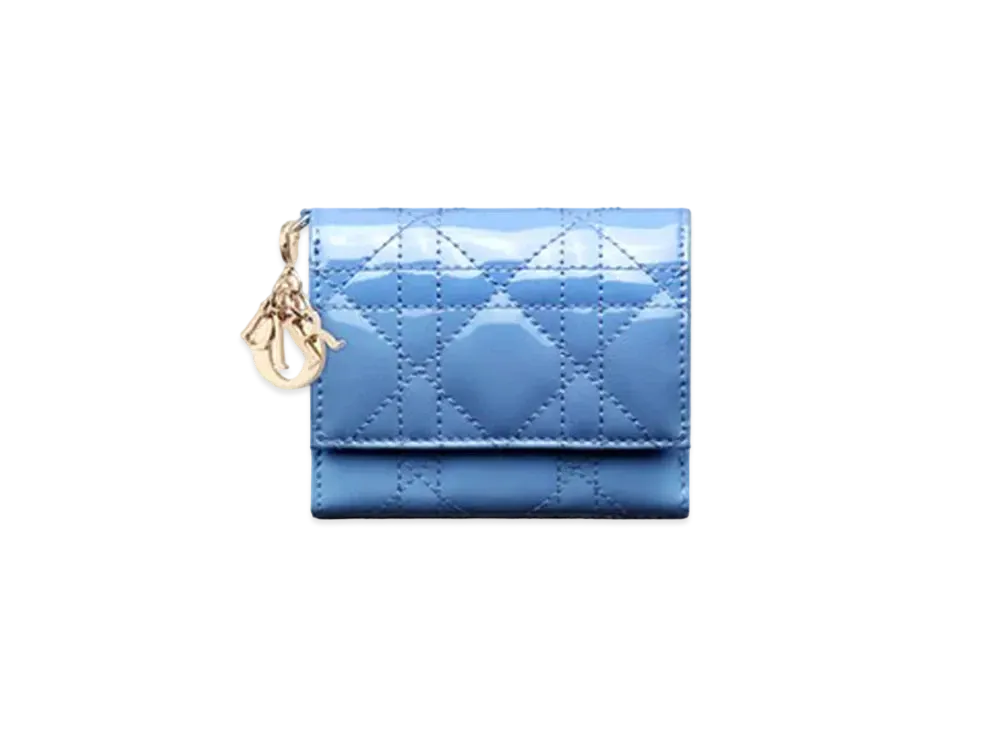 Dior Lady Dior Lotus Wallet Cornflower Blue Patent Cannage Calfskin "Cornflower Blue"