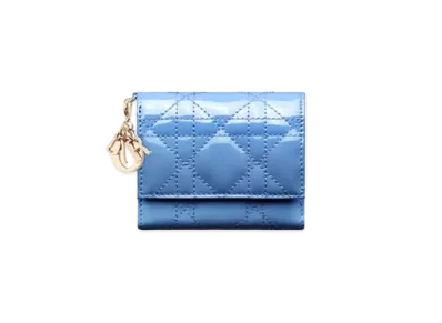 Dior Lady Dior Lotus Wallet Cornflower Blue Patent Cannage Calfskin "Cornflower Blue"