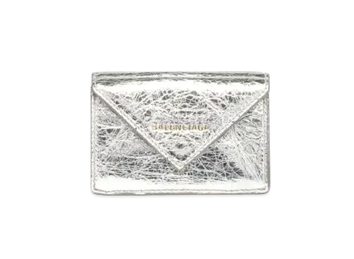 BALENCIAGA Papier Mini Wallet Metallic Effect "Silver"