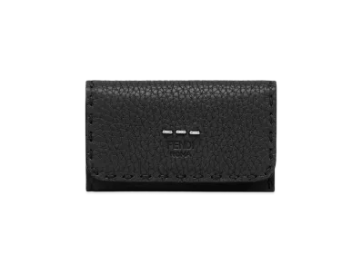 FENDI Key Holder Leather Key Case "Black"