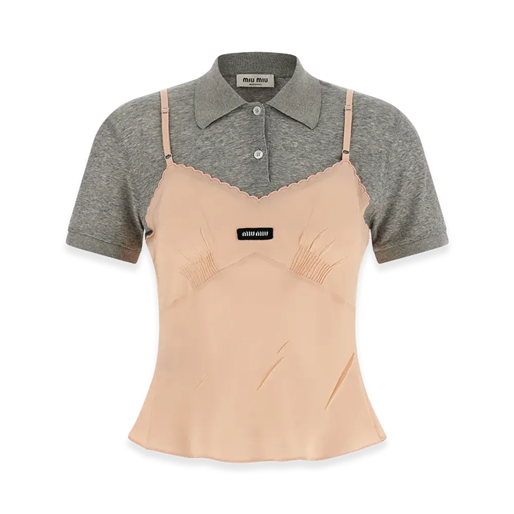 MIU MIU Women's Hybrid Polo Shirt "Multicolor"