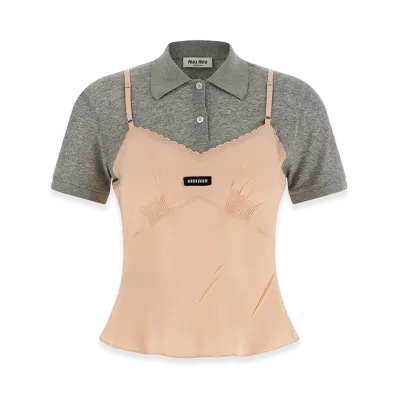 MIU MIU Women's Hybrid Polo Shirt "Multicolor"