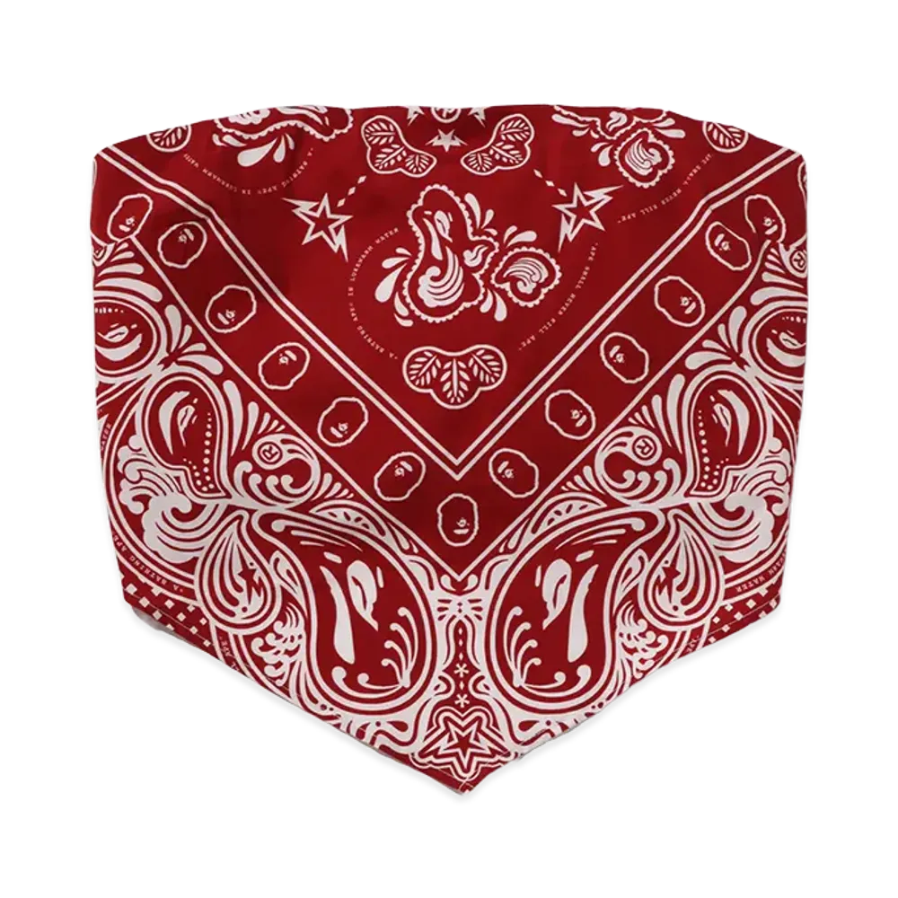 A BATHING APE Women's Paisley Pattern Bandana Scarf Top "Red"