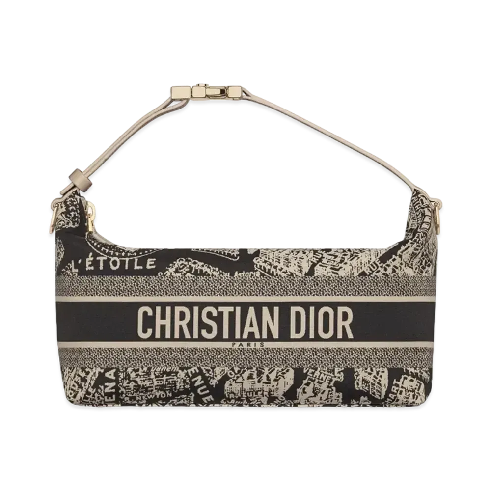 Dior Medium Travel Nomad Pouch Plan Paris Motif "Beige/Black"