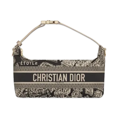 Dior Medium Travel Nomad Pouch Plan Paris Motif "Beige/Black"