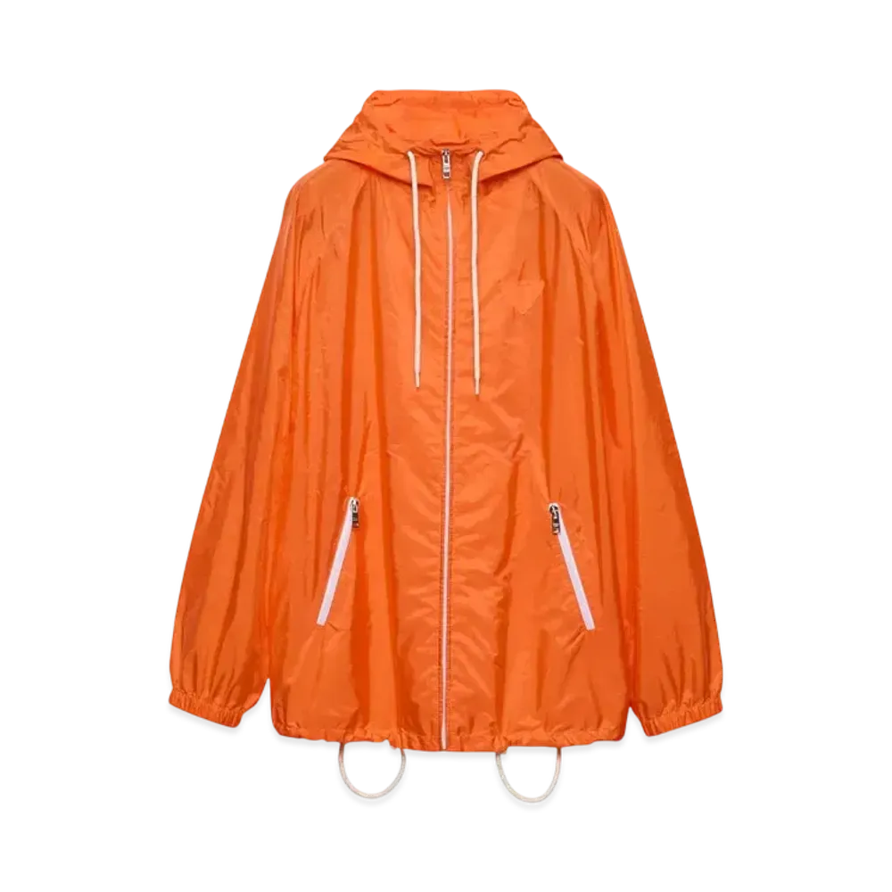 PRADA Women's Lightweight Re-Nylon Rain Jacket "Orange"