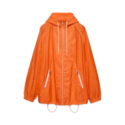 PRADA Women's Lightweight Re-Nylon Rain Jacket "Orange"