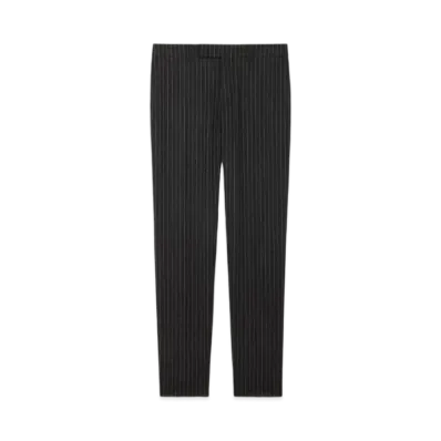 CELINE Classic Pants In Striped Wool "Anthracite/Chalk"