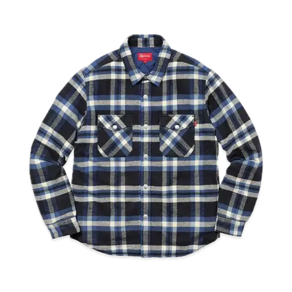 Supreme Quilted Arc Logo Flannel Shirt "Blue"