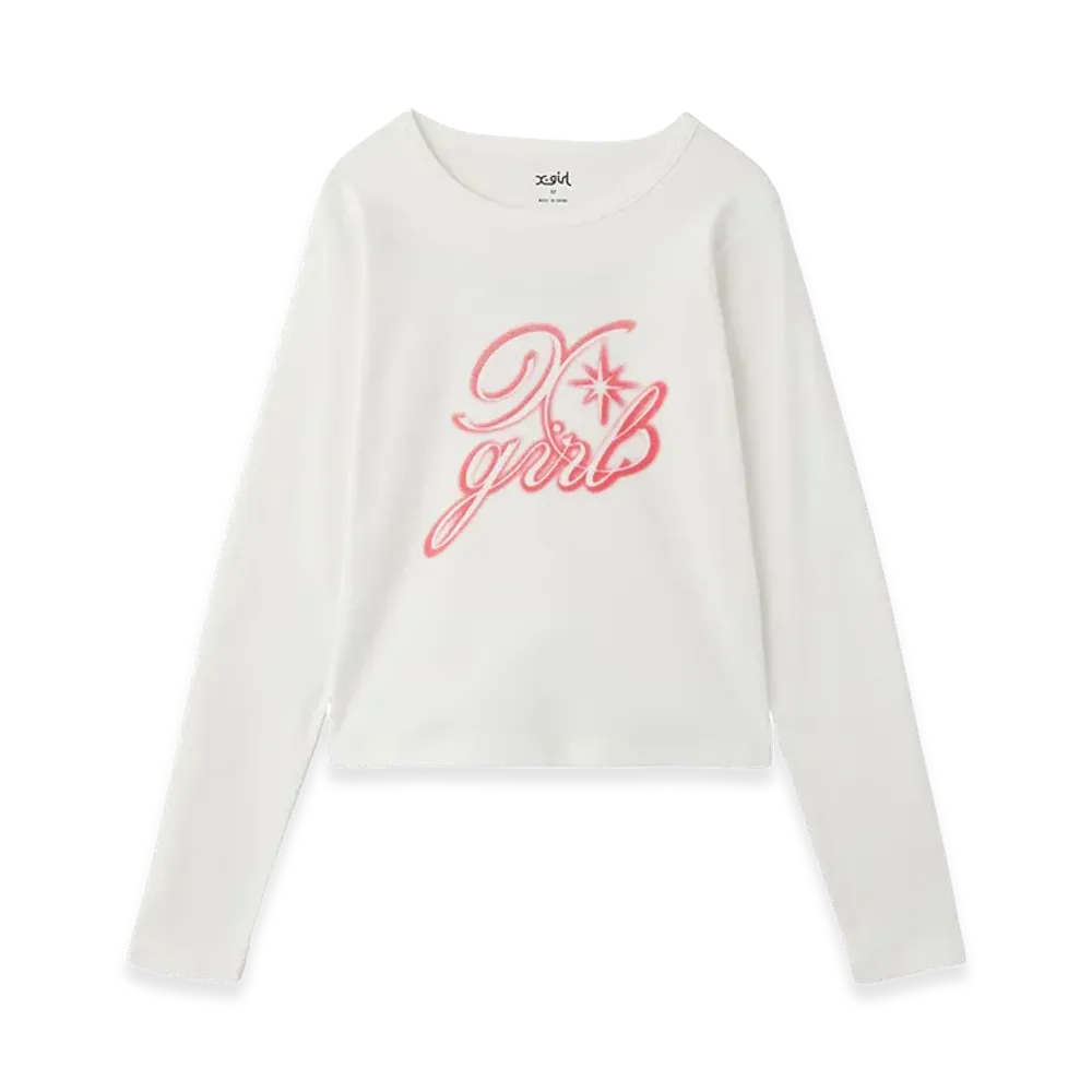X-Girl Women's Spray Logo L/S Top "White"