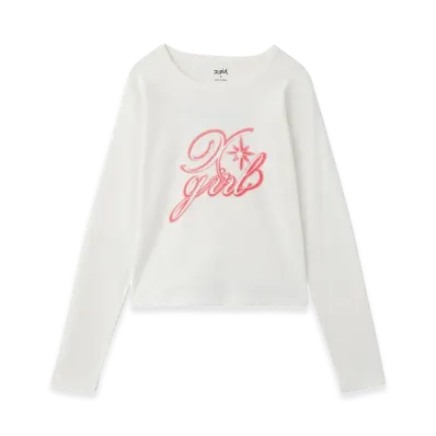 X-Girl Women's Spray Logo L/S Top "White"