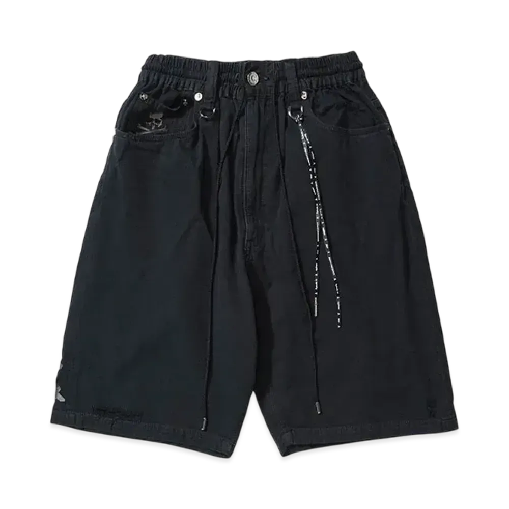 MASTERMIND JAPAN-DISTRESSED EASY DENIM SHORTS"BLACK"