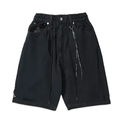 MASTERMIND JAPAN-DISTRESSED EASY DENIM SHORTS"BLACK"