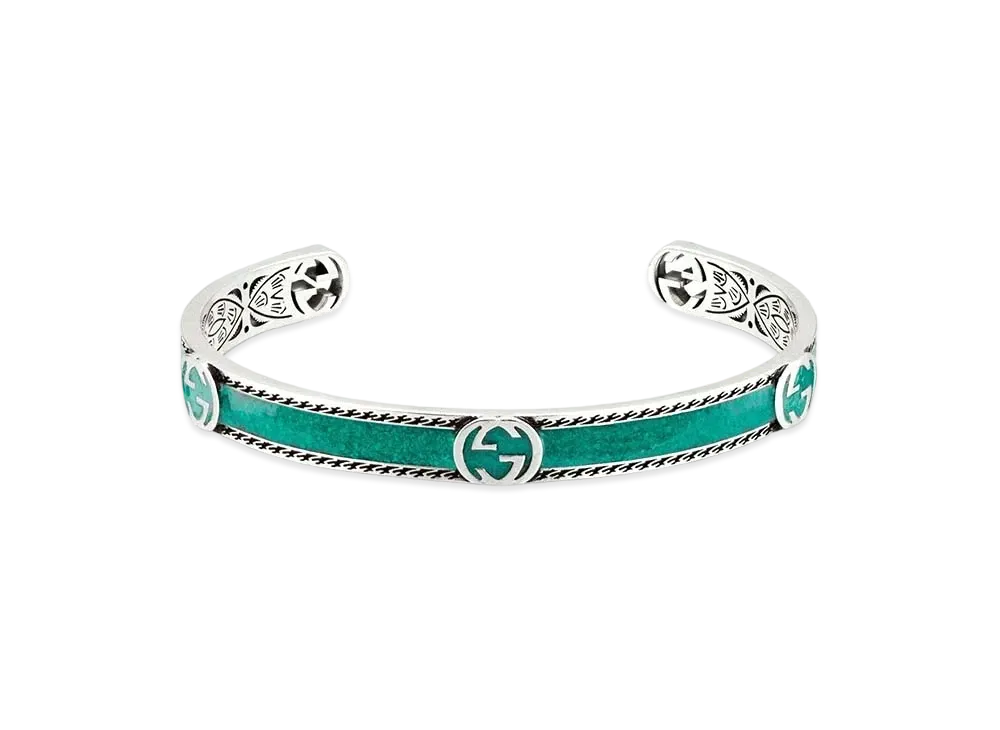 GUCCI Interlocking G Bracelet "Turquoise Enamel/Silver"