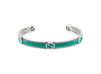 GUCCI Interlocking G Bracelet "Turquoise Enamel/Silver"