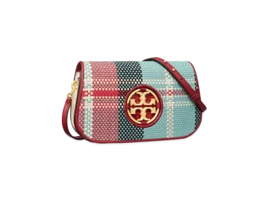 Tory Burch Miller Woven Plaid Convertible Shoulder Bag "Red/Multi"