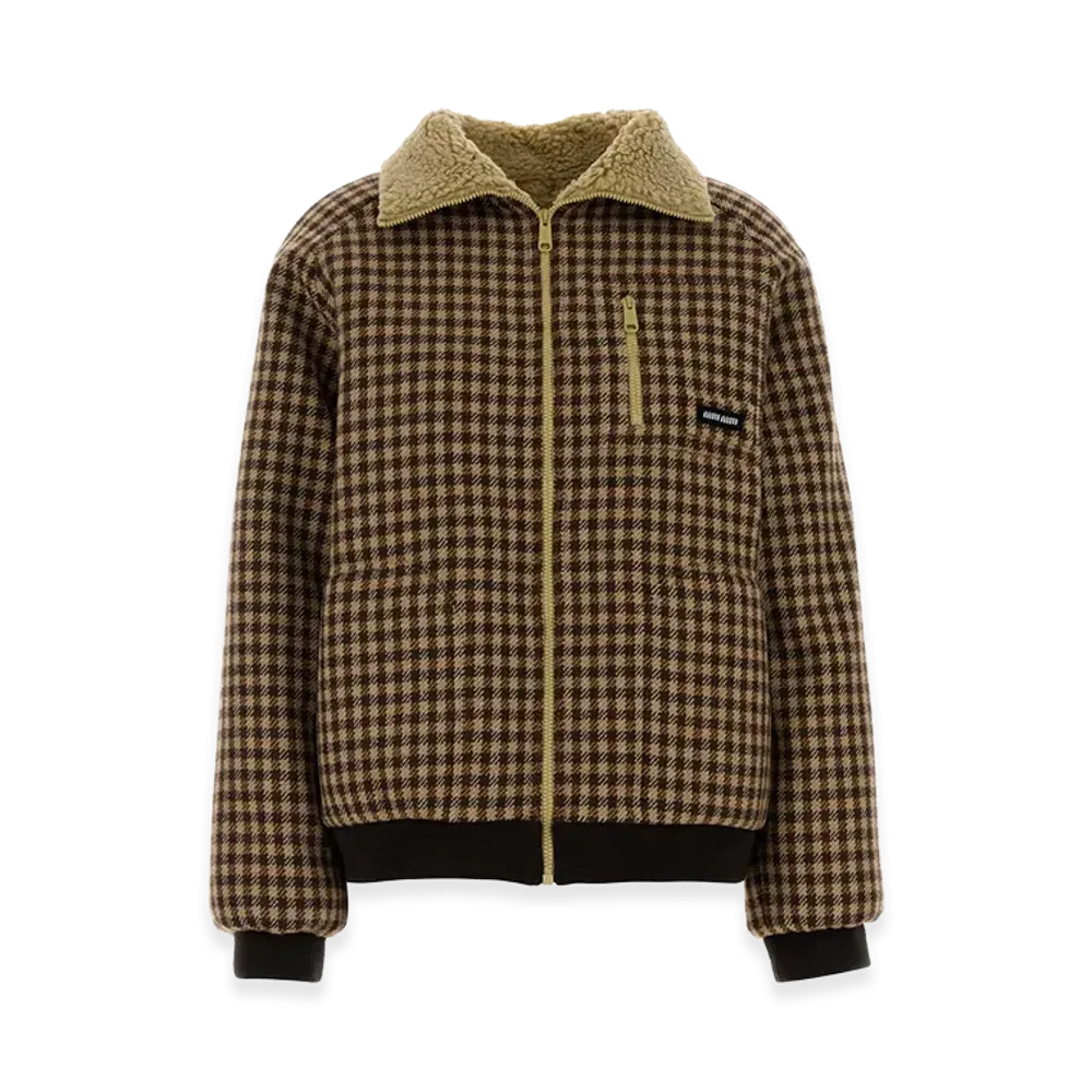 MIU MIU Women's Embroidered Wool Jacket "Checked"