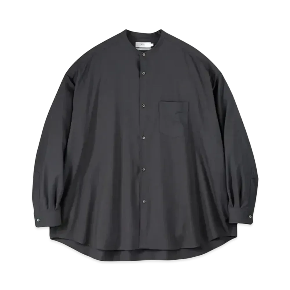 Graphpaper Extra Fine Wool L/S Oversized Band Collar Shirt "Gray"
