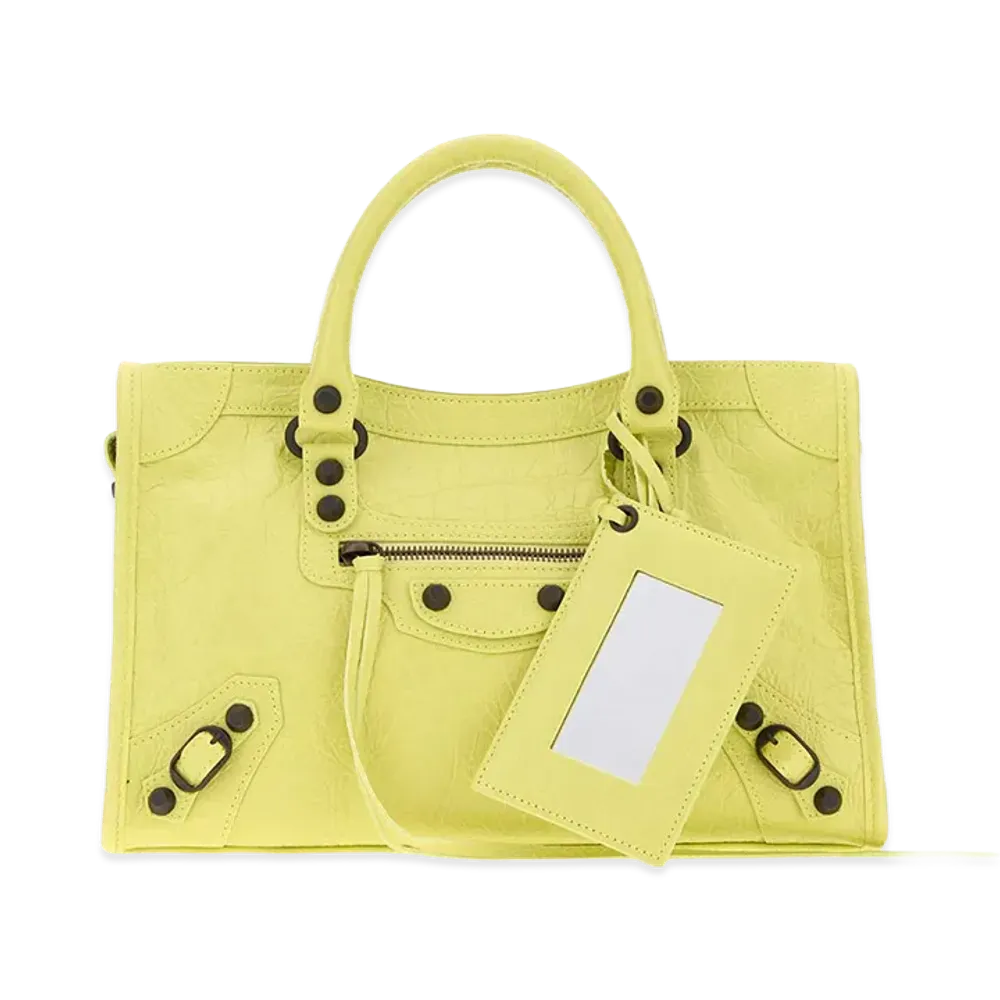 BALENCIAGA Women's Fluo Leather Small Le City Handbag "Yellow"