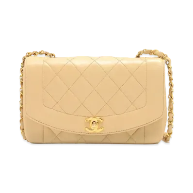 CHANEL Matelasse Diana Flap 22 Chain Shoulder Lambskin "Beige"