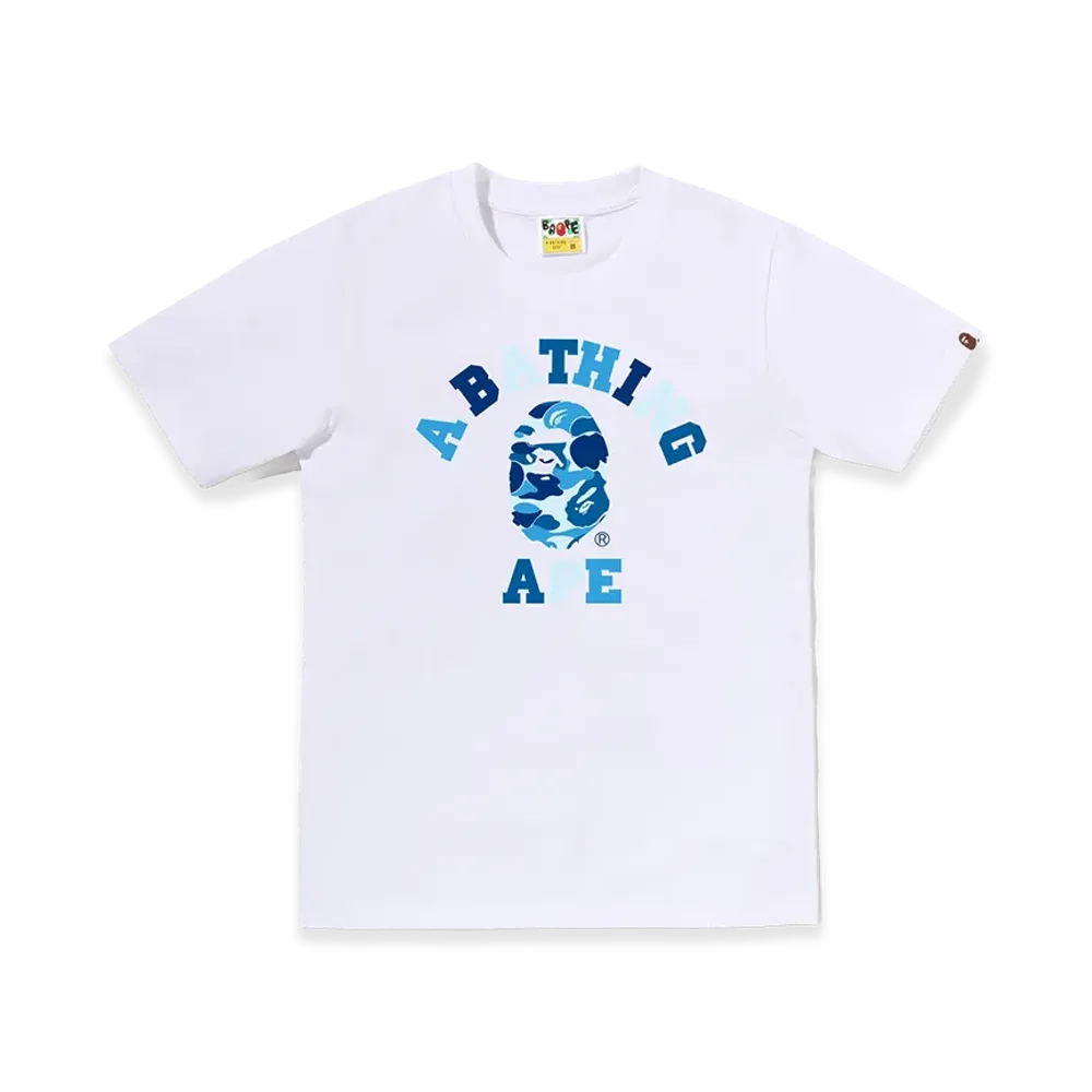 A BATHING APE Women's ABC Camo College Tee "White/Blue"