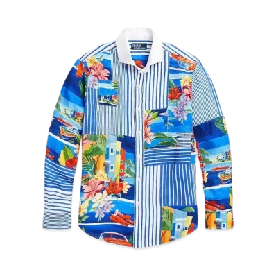 Polo Ralph Lauren Classic Fit Patchwork Linen Shirt "Multi"
