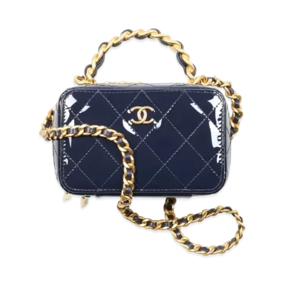 CHANEL Vanity Case Patent Calfskin "Navy Blue"