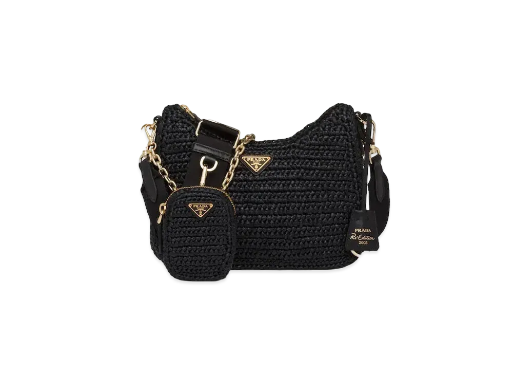 PRADA Re-Edition 2005 Raffia Bag "Black"