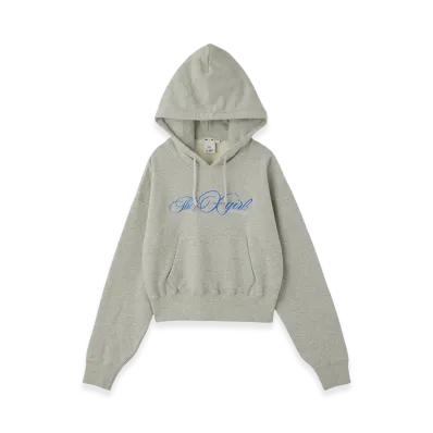 X-Girl Women's Cursive Logo Embroidery Compact Sweat Hoodie "Ash"