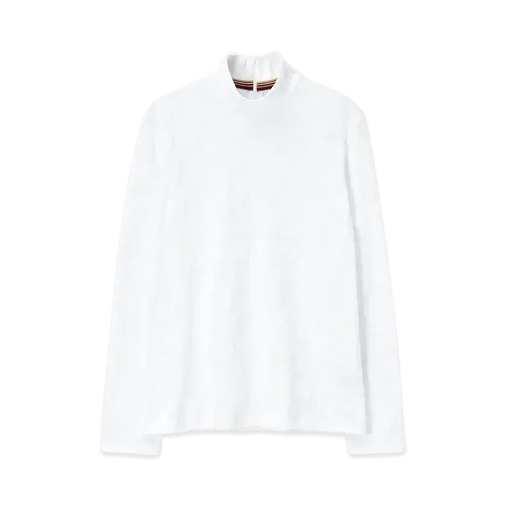 Paul Smith Women's Floral Jacquard Long Sleeve Cut and Sewn "White"