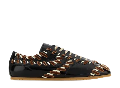 DRIES VAN NOTEN Women's Embellished Leather Sneakers "Dark Brown"