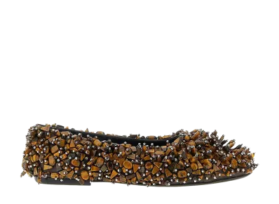 DRIES VAN NOTEN Women's Beaded Ballet Flats "Brown"