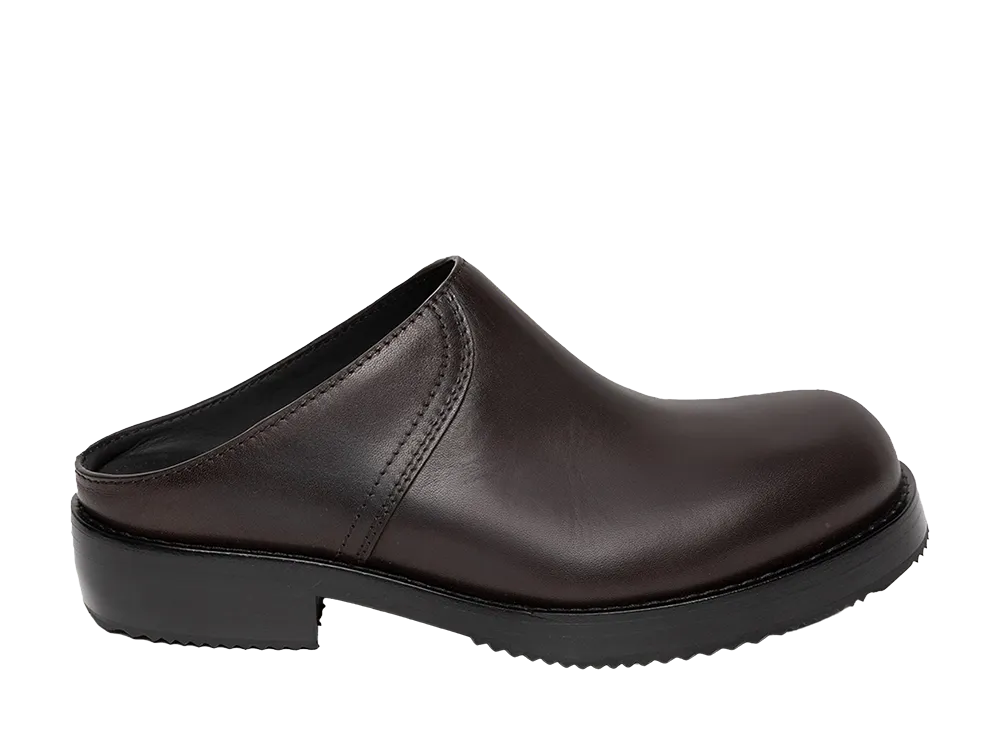 DRIES VAN NOTEN Leather Clogs "Dark Brown"