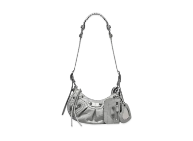 BALENCIAGA Le Cagole XS Shoulder Bag Crocodile Embossed "Grey"