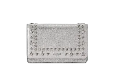 Jimmy Choo Palace Metallic Soft Grainy Calf Leather Mini Bag With Star Studs "Dark Silver/Gunmetal"